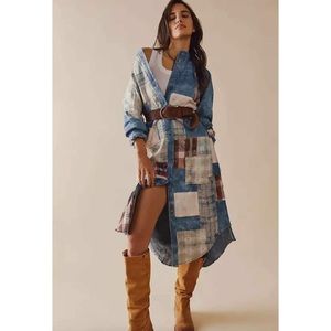 Free People Phoenix Patched Shirtdress Size XS